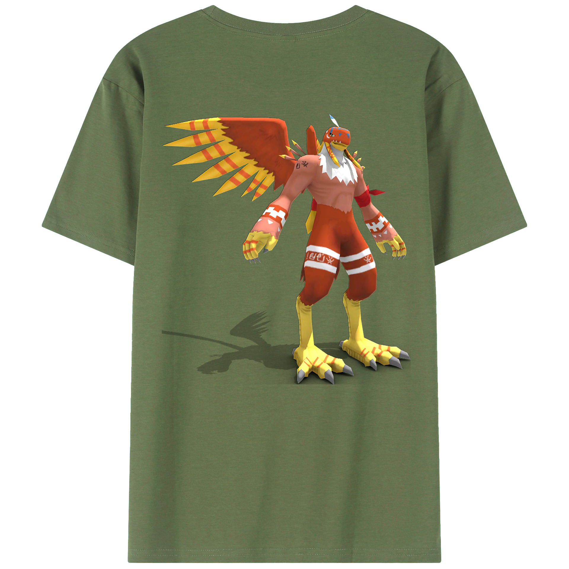 （画像用） Digimon デジタルモンスター/デジモン 綿100％ メンズ半袖Tシャツ（バックプリント） 通気性